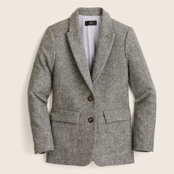 J. CREW Sommerset Blazer Graphite English Wool Herringbone Gray Sz 8 $368 {I51} - Picture 1 of 8
